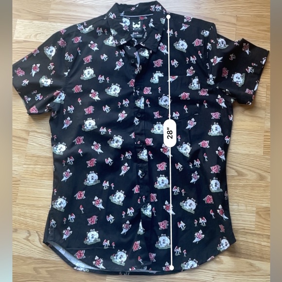 WXYZ MFG CO. Mens Skelton's Floral Size medium Button Down Black Halloween Shirt - Picture 10 of 10